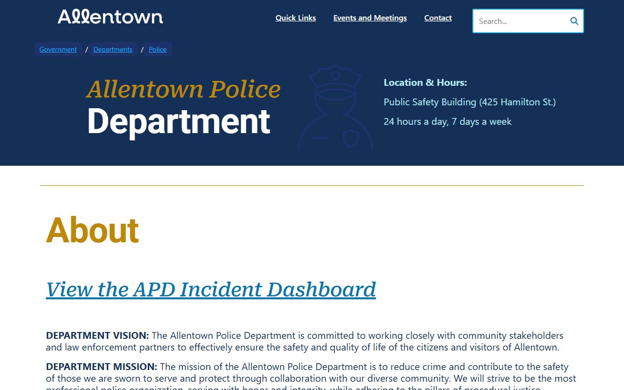 Allentown police department records division Allentown criminal records