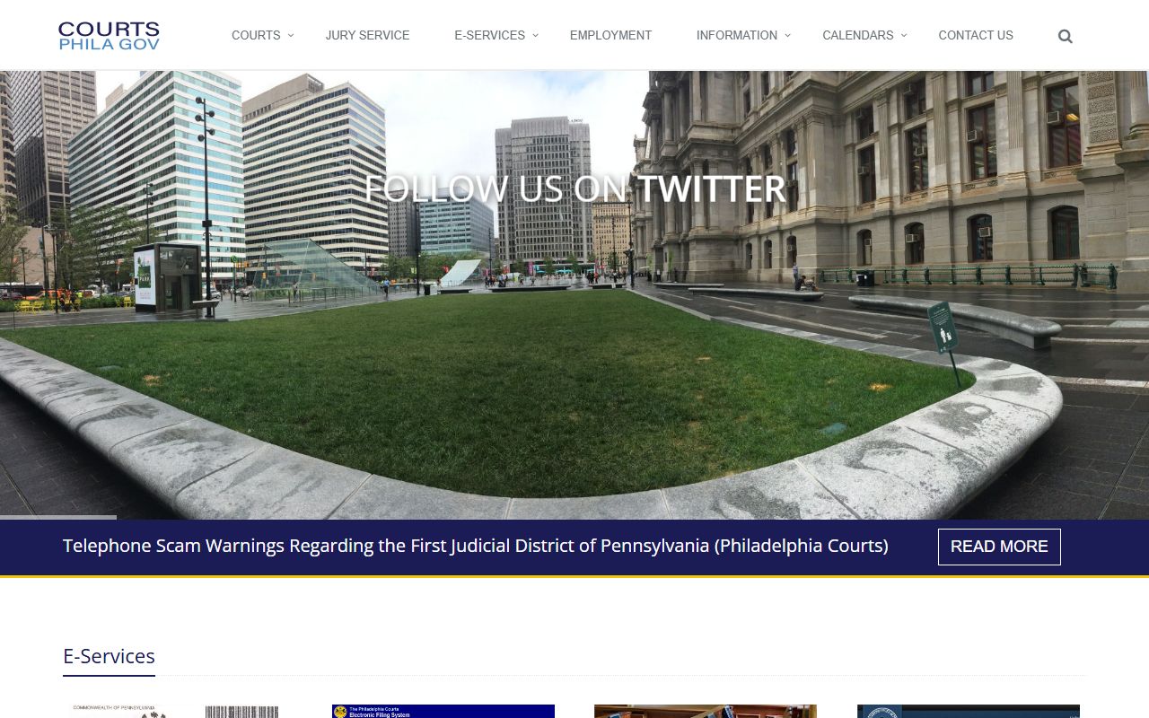 Philadelphia Courts website for Philadelphia County criminal records