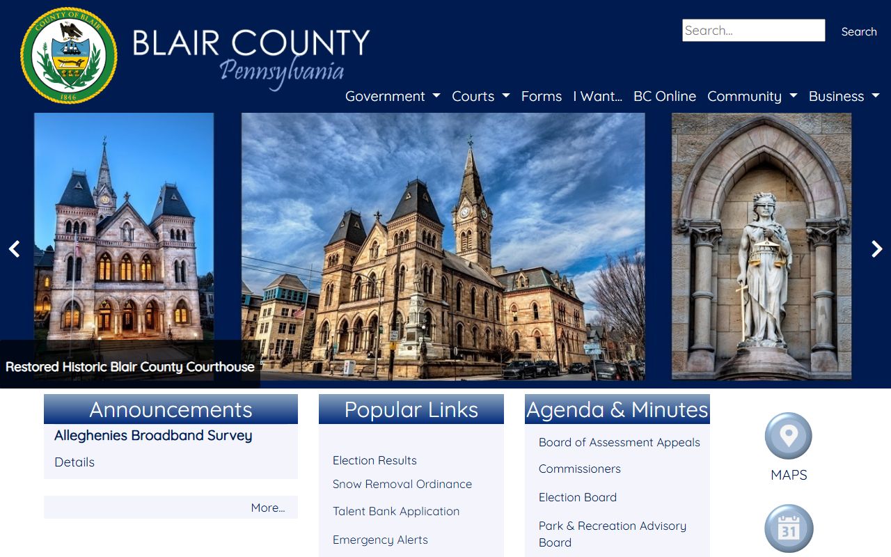 Blair County government website for Blair County criminal records