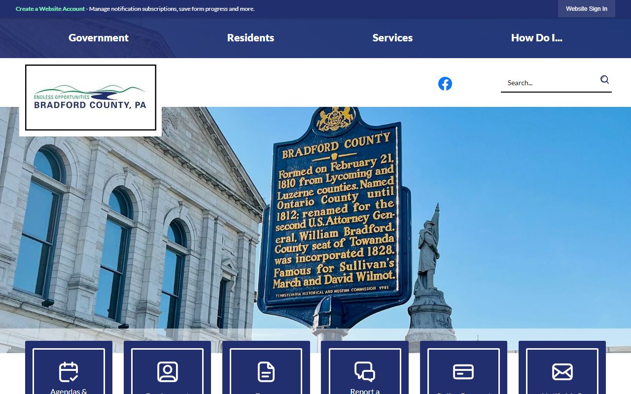 Bradford County government website for Bradford County criminal records