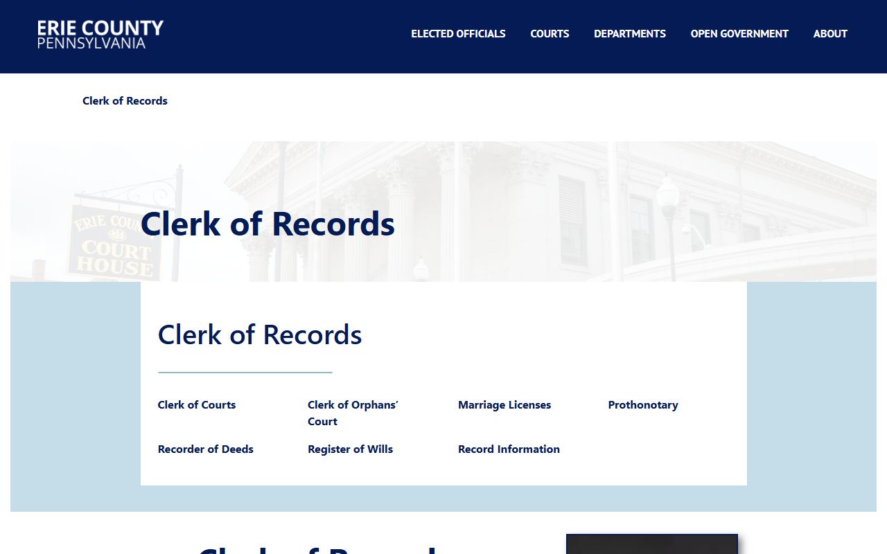 Erie County Clerk of Records criminal records