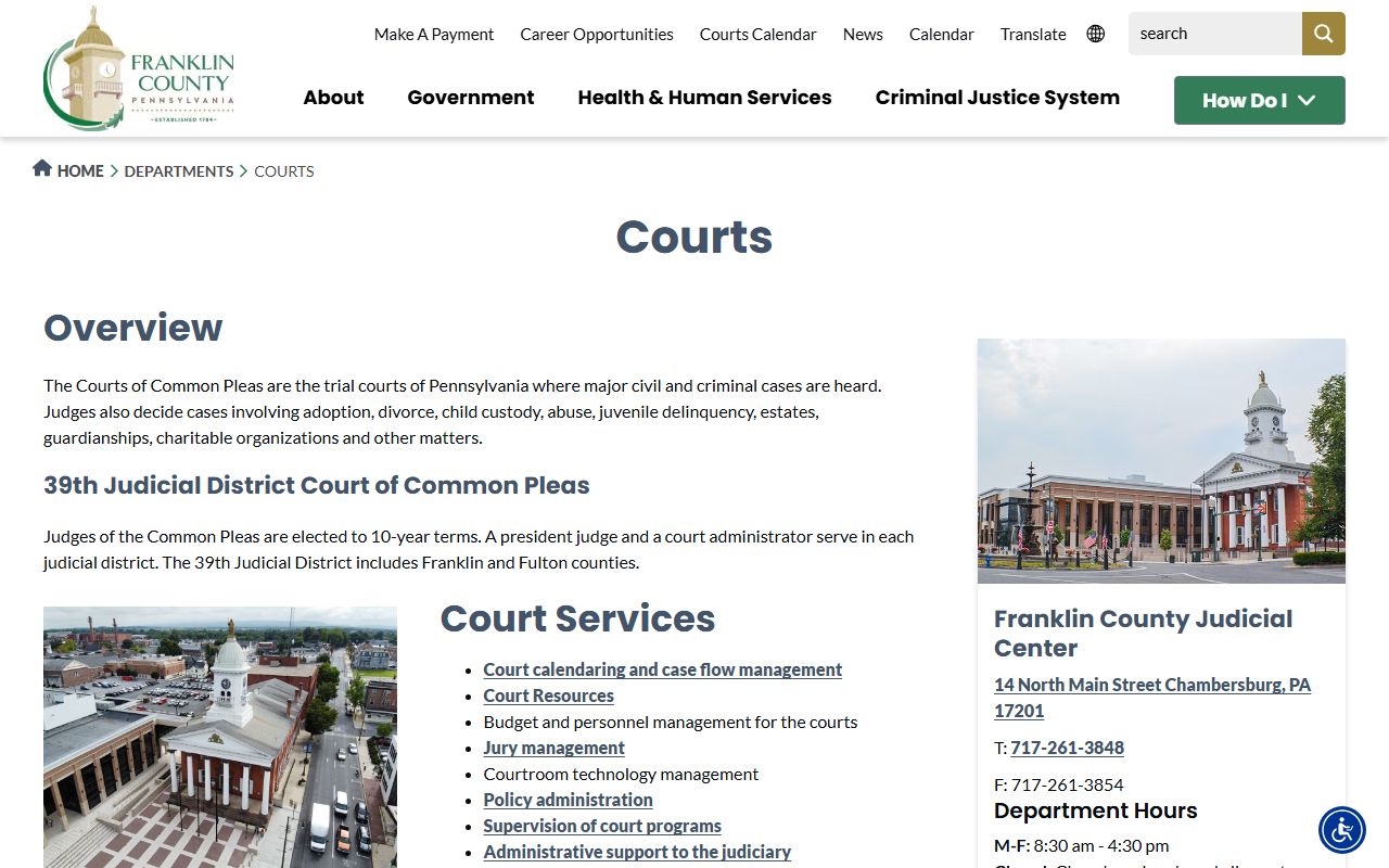 Franklin County courts division criminal records