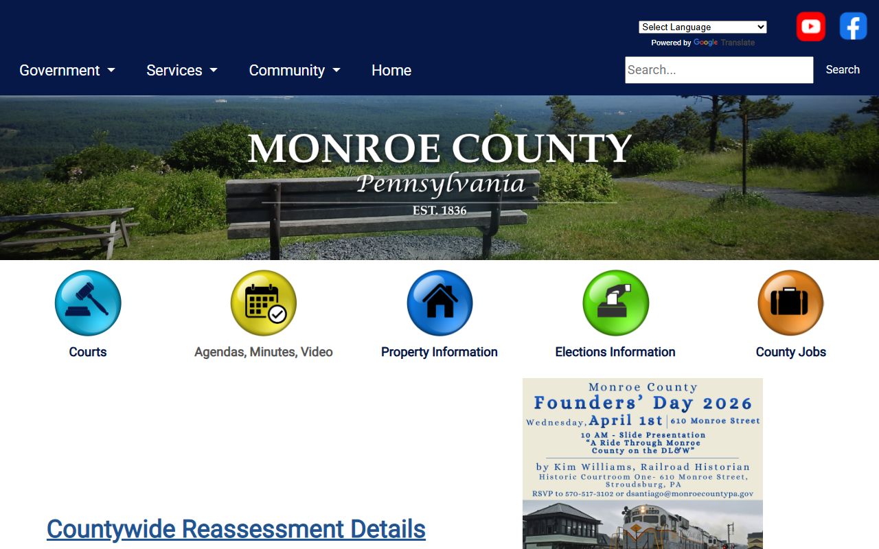 Monroe County government website for criminal records access