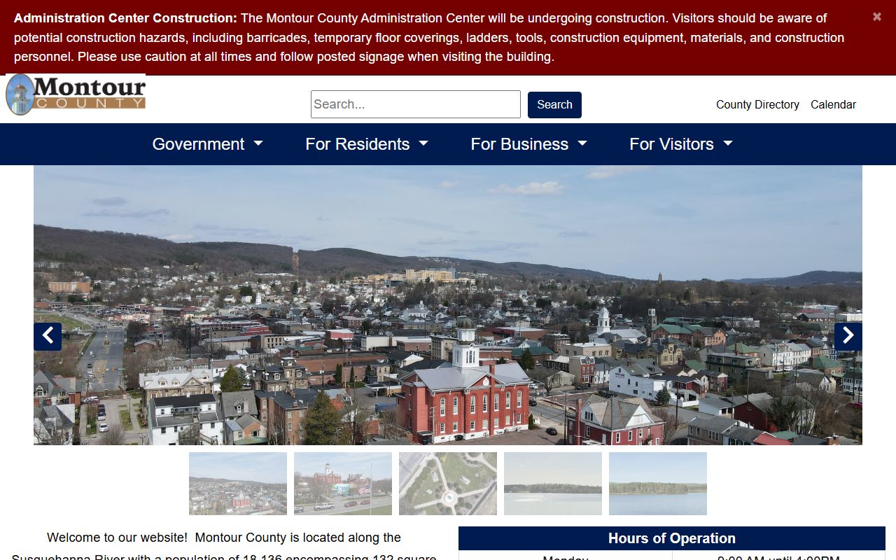 Montour County government website for criminal records in Danville PA