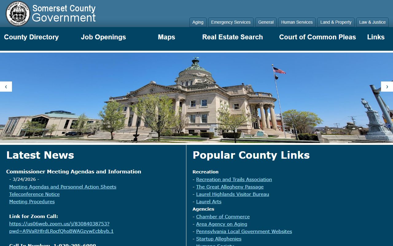 Somerset County government website for Somerset County criminal records and court information
