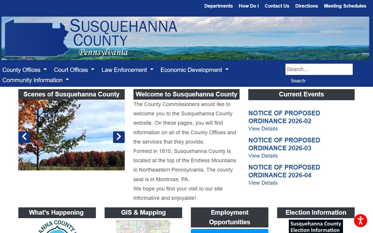 Susquehanna County criminal records government website Montrose PA